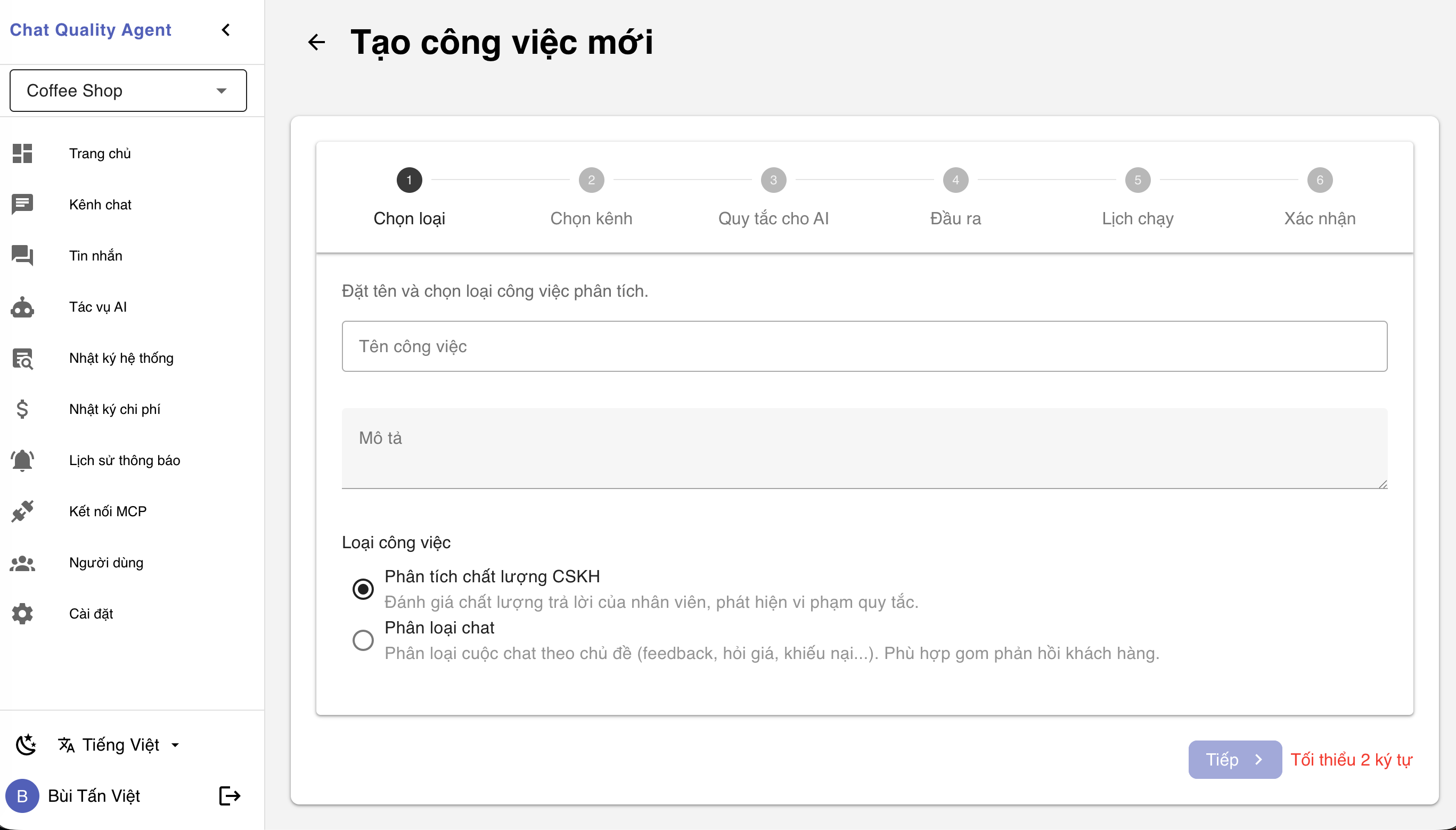Tạo công việc